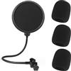 Loopunk Filtro Antipop Microfono, Microfono Filtro Anti Pop, Con 3 Spugna Microfono Antivento,con un Braccio Stabilizzatore a Clip a Collo D'oca Flessibile a 360° per la Maggior Parte dei Microfoni Loopunk