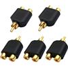 AAOTOKK Adattatore Splitter Y RCA, Placcato in oro 1 RCA Maschio a 2 RCA Femmina Jack Adattatori Splitter Audio Video Y Connettore Audio Video AV TV Convert (5 Pezzi M/F)