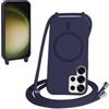 FMPCUON FNPCUON Cover Magnetica Silicone per Samsung Galaxy S23 Ultra con Cordino,Compatibile con MagSafe,Custodia con Laccio Collana Tracolla Collo Sottile TPU Antiurto Protettiva Case con Corda.Blu