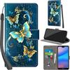 PHINIENLAND Cover per Huawei P20 Lite custodia portafoglio Turquoise | 3 scomparti carte, 1 tasca banconote, Chiusura magnetica, Supporto, Pelle PU flip cover per Huawei P20 Lite