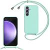SLWYF Custodia per Samsung Galaxy S25 Plus Cover con Cordino, Silicone Antiurto TPU Morbido Corda Collana Necklace Regolabile Stylish con Catena Ultra Sottile Cover Case, Menta verde