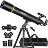 SOLOMARK Telescopi per adulti Astronomia, 80mm Apertura 900mm Refractor Telescope per bambini, principianti, telescopi da viaggio compatti e portatili con custodia