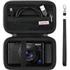 Supmay Cassa da trasporto per Sony RX100 VII/ RX100 VI/ RX100 V/ RX100 IV/ RX100 III Premium Compact Camera, Borsa da viaggio con portafoglio con tasca in rete a cerniera per cavo di ricarica, Nero