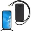 SLWYF Custodia per Samsung Galaxy S10E Cover con Cordino, Silicone Antiurto TPU Morbido Corda Collana Necklace Regolabile Stylish con Catena Ultra Sottile Cover Case, Nero