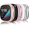 Hianjoo 5 PCS Cover Compatibile per Fitbit Versa 3 / Sense , Antiurto Schermo TPU Protezione Custodia Compatibile per Fitbit Sense / Versa 3 - (Trasparente,Nero,Argento,Oro Rosa,Rosa)
