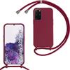 SLWYF Custodia per Samsung Galaxy S11/S20 Plus Cover con Cordino, Silicone Antiurto TPU Morbido Corda Collana Necklace Regolabile Stylish con Catena Ultra Sottile Cover Case, Rosso