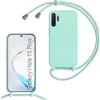 SLWYF Custodia per Samsung Galaxy Note10 Plus/Note10 Pro Cover con Cordino, Silicone Antiurto TPU Morbido Corda Collana Necklace Regolabile Stylish con Catena Ultra Sottile Cover Case, Menta verde