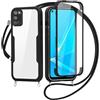 FERLAN Cover per Oppo A52/A72/Oppo A92 4G con Cordino, 360 Gradi Antiurto Custodia con Protezione Schermo Integrata Trasparente Rugged TPU Bumper Doppia Protettiva Cover per Oppo A52/A72/Oppo A92 4G -Nero