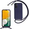 SLWYF Custodia per Samsung Galaxy A13 5G/A04S Cover con Cordino, Silicone Antiurto TPU Morbido Corda Collana Necklace Regolabile Stylish con Catena Ultra Sottile Cover Case, Blu navy