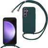 SLWYF Custodia per Samsung Galaxy S24 FE Cover con Cordino, Silicone Antiurto TPU Morbido Corda Collana Necklace Regolabile Stylish con Catena Ultra Sottile Cover Case, Verde scuro