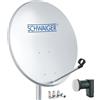 SCHWAIGER Sistema satellitare Set di antenne satellitari doppia LNB digitale 8X connettore F 7mm acciaio Antenna SAT completa grigio chiaro 55 x 62cm