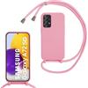 SLWYF Custodia per Samsung Galaxy A72 5G Cover con Cordino, Silicone Antiurto TPU Morbido Corda Collana Necklace Regolabile Stylish con Catena Ultra Sottile Cover Case, Rosa
