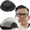 YANAHAIR Protesi Capelli Uomo Yanahair Toupee per Uomini Parrucchini Parrucca Capelli Veri Uomo Parrucche Europeo Capelli Umani Veri 0.04mm V-loop PU pelle sottile Toupet 8x10",#1B20 20% capelli umani grigi