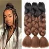 Dcbaboo Extension per Treccine Africane 60cm Extension Capelli Finti per Treccine Africane Extension Trecce Capelli Sintetici Kanekalon 3 Ciocche Ombre Jumbo Braiding Hair, Nero & Marrone scuro