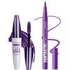 Lestpola Mascara e eyeliner, colore viola, 5D, mascara telescopico, volume e lunghezza, ad asciugatura rapida, eyeliner liquido, durevole, impermeabile, resistente alle sbavature, trucco ad alta pigmentazione