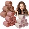 xnicx Bigodini Termici Ceramici,18 Pezzi Heatless Hair Curler Rollers,Bigodini Grandi per Volume,Ideale per le Donne dai Capelli Lunghi e Corti,3 Dimensioni(60,48,36 mm,Marrone,Rosa,Bianco)