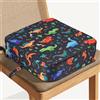 Veebmys Rialzo Sedia Bambini 8cm, con 2 Cinghie di Sicurezza Anti-Scivolo, Protezione Lavabile, Portatile in Schiuma ad Alta Densità, per Mangiare, Suonare il Pianoforte, Viaggi (Dinosauri Neri)