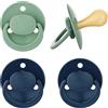 BABY-NOVA babynova Ciuccio Rotondo in Lattice per Neonati da 6 a 24 mesi - Set di 4 Ciucci Rotondi per Capezzoli con Forma di Ciliegia Lattice Gomma Naturale Senza BPA - Verde & Blui