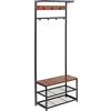 Amazon Basics Appendiabiti con sette ganci, panca e tre ripiani per riporre le scarpe, Nero, 70.1 cm x 33 cm x 180.3 cm