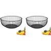 Westmark Wire Basket Lumos Small - Elegante portafrutta e cestino per il pane - Cestino decorativo in metallo per frutta, verdura, pane e panini - Nero, 20 cm (Confezione da 2)
