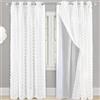 DriftAway Tenda oscurante in voile plissettato bianco con pompon, 2 strati, con occhielli, per cameretta dei bambini, 213 cm, un pannello