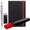 rOtring 600 penne multicolore 3 in 1 e portamine + quaderno, punte per penna a sfera nere e rosse e 1 punta a matita meccanica (0,5 mm), fusto in metallo argentato