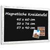 QUEENLINK Lavagna magnetica per gessetti, 50 x 76 cm, colore nero, con cornice in legno bianco, da appendere