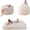 MAXYOYO Pouf-Letto - Trasformabile da Poltrona Pouf a Letto - Divano in Schiuma con Rivestimento Soffice e Imbottitura Soffice per Adulti, Adolescenti, Ospiti (Beige, 135x190 cm)
