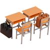 KARLOR Set di 6 sedie da scuola in miniatura, 2 tavoli, 2 sedie, 2 sacchetti per la scuola, decorazione in miniatura, mini mobili per la scuola, accessori per la scuola, scena, fai da te
