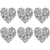 M METERXITY 6 PCS Toppe A Cuore con Strass 2.5 Cm Argento Applicazioni Adesive Toppe A Cuore con Strass per DIY Riparazione Abbigliamento Scarpe Borsa Cappello
