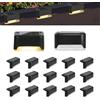 Nzkeuf 16 Pezzi Luci Solari per Esterni, Luci a LED Impermeabili, Luci Solari Da Giardino per Scale Esterne, Gradini, Recinzioni, Cortili, Patio, Grondaia, Sentiero, Decorazione (Nero, Bianco Caldo)