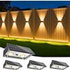 NIORSUN Lampada Solare da Esterno, 4 Pezzi, Leggero Su e Giù, Impermeabili IP65, 3000K/4000K/6500K + RGB, Applique da Esterno Solare per Parete, Terrazza, Giardino, Garage, Recinzione（Nero）