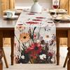DakTou Runner Primaverile con Fantasia a Fiori Grandi in Misto Cotone e Lino 40x140cm, Runner Tavola in Stile Campagnolo e Rurale, Tovaglia Rettangolare Campagnolo per Tavolo da Pranzo Credenza Comodino