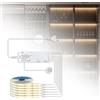 GAOUTO Striscia LED COB da 12 V, 6 luci LED da 1 m, luce bianca calda, con dimmer a contatto e a mano, per armadio, vetrina da cucina, 3000 K, bianco caldo