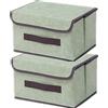 NCRGB Scatole Portaoggetti in Tessuto,Scatole Portaoggetti Scatole per Armadio con Coperchio Set,Pieghevole,Contenitore per Armadio,Vestiti,Armadi (26×19×16cm/2pack, Verde)