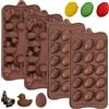 YXHZVON 4 Pezzi Stampi in Silicone per Cioccolatini, Antiaderenti per Cioccolato con 15 Stampi per uova di Pasqua a cavità - Senza BPA - Stampo in Silicone per fare torte, Gelatine, Muffin, Cioccolato