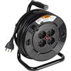 BTICINO Avvolgicavo S2630, Prolunga Elettrica 30 Metri, 4 Prese Polivalenti Schuko Bipasso, Spina Grande 16A, Interruttore Termico, Maniglia Ergonomica, Ferma Cavo, Full Black