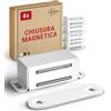 LouMaxx Chiusura Magnetico - forza di tenuta 4kg - set di 4 in bianco - magnete per porte - magneti per mobili - fermo magnetico per porte in acciaio inox - supporto magnetico per porta dell'armadio