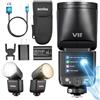 Godox V1 MID C Flash per Canon, 55W Testa Rotonda con Schermo Touch, Ottiche 28mm, 650+ Lampeggi, Ricarica 1.7s, TTL/HSS 1/8000s, Attacco Magnetico AK-R1 per EOS R5 R6II R8 R50 (V1MID C)