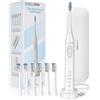 BarberBoss Spazzolino elettrico, 5 modalità × 3 intensità, sensore di pressione, timer da 2 minuti, 6 testine (4 standard, 2 mini), custodia da viaggio, spazzolino da denti con ricarica, QR-7301