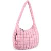 UIXIZQ Borsa a tracolla trapuntata, borsa a tracolla in nylon leggero, borsa hobo per donne e ragazze, Rosa, Medium, Unisex