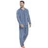 GM Apparel Pigiama tradizionale da uomo in flanella spazzolata - PJ Lounge Wear Nightwear - Accogliente sensazione morbida e confortevole - 100% cotone, Blu navy, a righe, L
