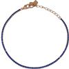 LA TRIADE STUDIO - Bracciale Tennis in Argento Sterling 925 Placcato Oro Rosa e Zirconi Colorati. Un'Eleganza Senza Tempo, una Luce che Incanta. (BLU)