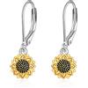 VONALA Orecchini a forma di girasole, oro, in argento Sterling 925, regalo per donne e ragazze, medium, Argento Argento sterling, Zirconia cubica