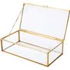 Homtone Scatola di vetro vintage dorata in rame, Portagioie in Vetro Dorato Trasparente, organizer dorato per decorazioni per feste di compleanno di nozze (20.00)