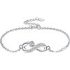 Arrebol Bracciale Infinito Donna Argento Sterling 925 Simbolo Infinity Bracciali con Bianco Cuore Zirconi con Scatola Regalo, Regolabile 16+4cm