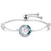 REDSUN Luna e Sole Bracciale con Cristallo Blu Argento Sterling 925 Rosa Luna Luna Sole Gioielli Regali, 7 +2 Zoll, Argento sterling, cristallo