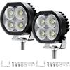 Fxlpower Flood Fari da Lavoro LED 32W 2100LM 6500K 2 Pezzi 3 Pollici | Per Trattori, IP67 Impermeabile, Uso Fuoristrada e Camion, Scocca in Alluminio, Luce di Retromarcia 12V-36V