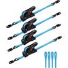 eSynic 4PZ Cinghie a Crichetto 3.5m Ritrattibili Automatico Carico 320KG, Set Cinghia di Ancoraggio Avvolgitore per Trasporto Moto Attrezzature con Gancio a Molla con Blocco, Incluse Fasce Prolunghe