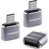Intenso Adattatore da USB-A a USB-C (A480C) 3 pezzi, 480 Mbit/s ad alta velocità USB 2.0, OTG, alluminio, grigio